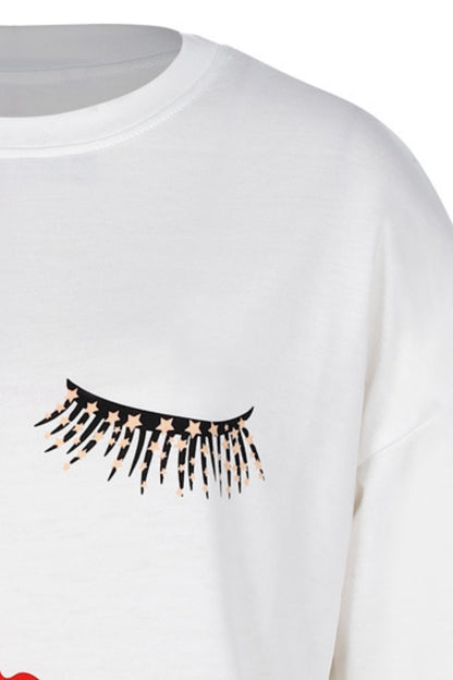 Graphic Dropped Shoulder Round Neck Sweatshirt-Jewearrings