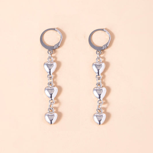 Interlocking Little Love Heart Dangle Earrings-Jewearrings