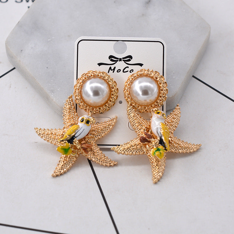 Starfish Pearl Earrings Earrings Korean Fashion Earrings-Jewearrings