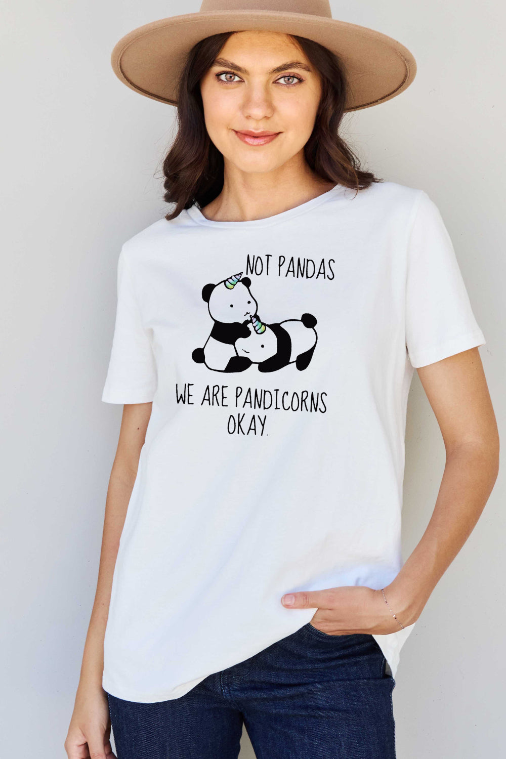 Simply Love Full Size Pandicorn Graphic Cotton T-Shirt-Jewearrings