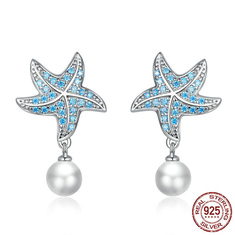 Original Ocean Pearl Starfish Earrings-Jewearrings