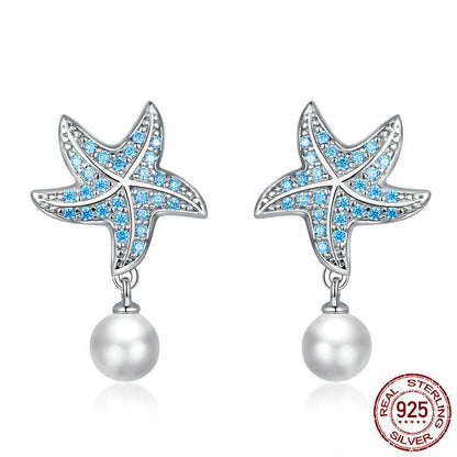 Original Ocean Pearl Starfish Earrings-Jewearrings