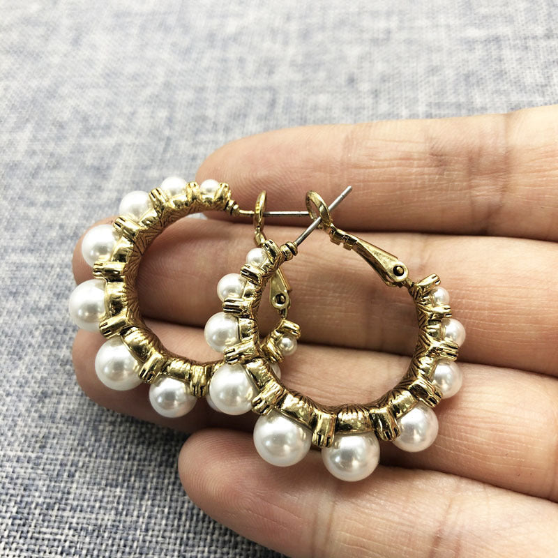 White Pearl Earrings Earrings Retro Drop Earrings-Jewearrings