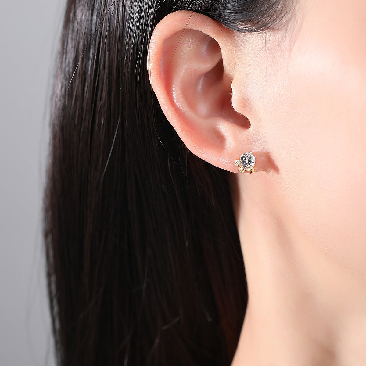 Simple 925 Silver Inlaid Crystal Zircon Stud Earrings-Jewearrings