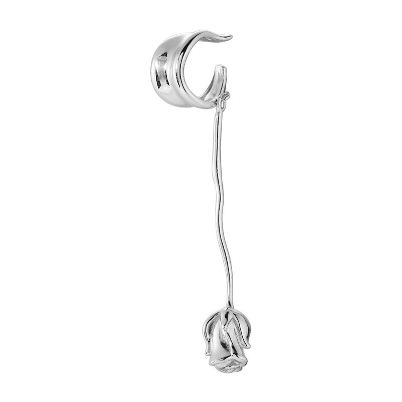 Rose Ear Clip S925 Sterling Silver Earrings Without Pierced Ears-Jewearrings