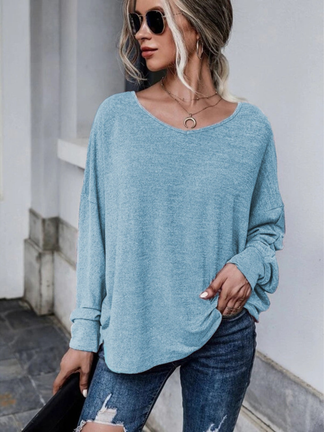 Full Size Round Neck Dropped Shoulder Tied T-Shirt-Jewearrings