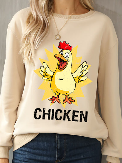 CHICKEN Round Neck Dropped Shoulder Sweatshirt-Jewearrings