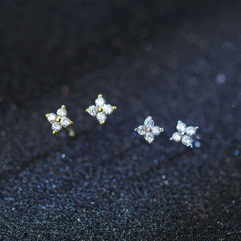 Women's Korean Style Silver Flower Earrings-Jewearrings