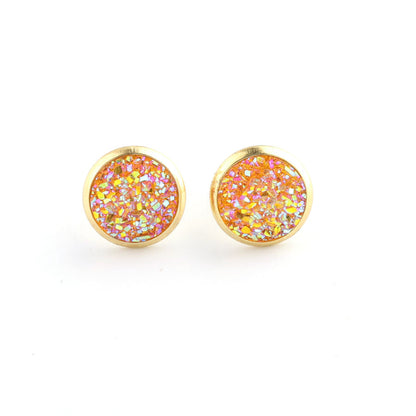 Starry Stainless Steel Water Plated Gold Stud Earrings-Jewearrings