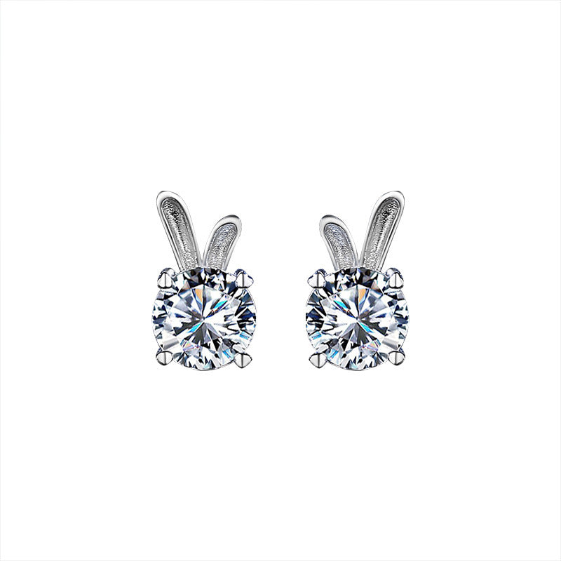 Women's Rabbit Moissanite Sterling Silver Earrings-Jewearrings