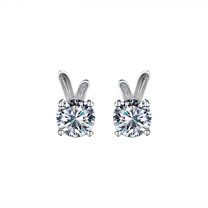 Women's Rabbit Moissanite Sterling Silver Earrings-Jewearrings