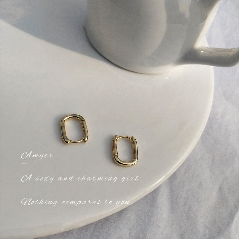 Trendy Unique Simple Metal Niche Ear Clip Studs Small Exquisite Geometric U-shaped Female Earrings-Jewearrings