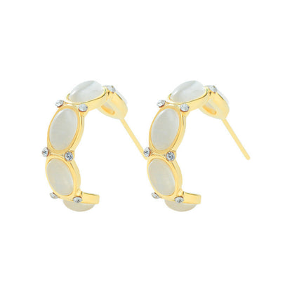 Geometric Snake Bone Earrings Temperament Opal Earrings-Jewearrings