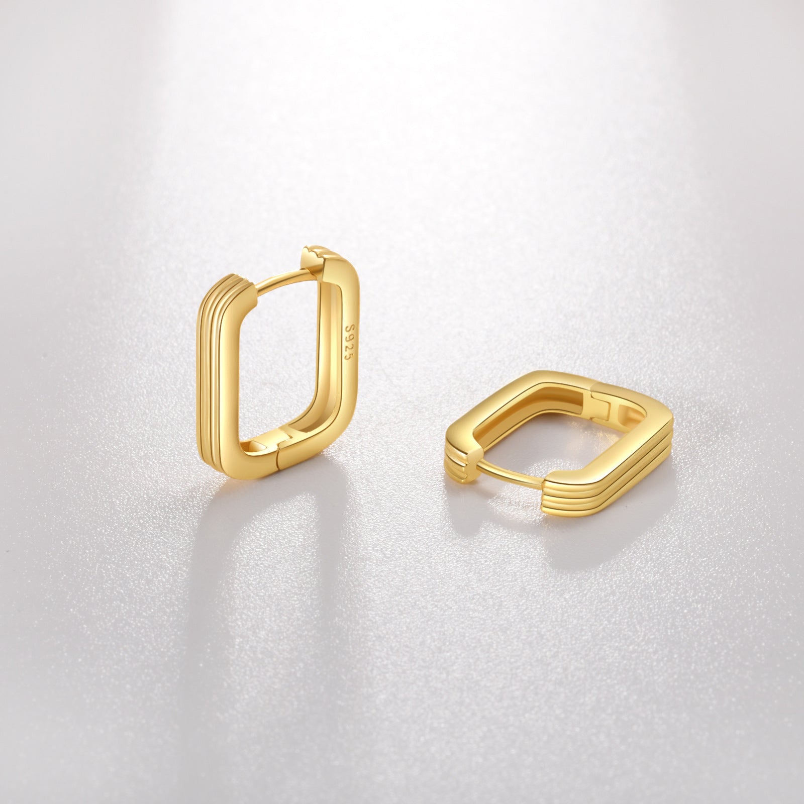 New Simple And Versatile S925 Silver Rectangular Geometric Earrings-Jewearrings