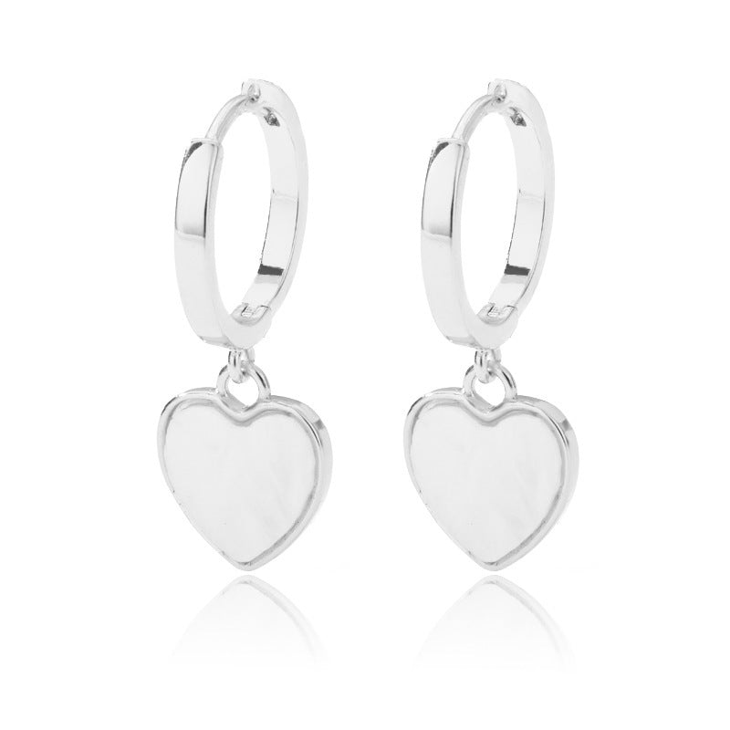 Heart-shaped Ear Clip Round Ring Earrings-Jewearrings