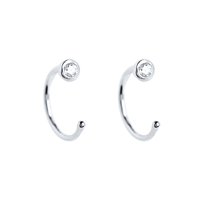 A Hook Zircon Earrings Are Still Simple Sterling Silver-Jewearrings