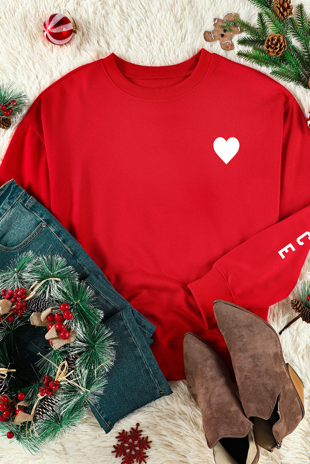 NAUGHTY NICE Heart Graphic Sweatshirt-Jewearrings