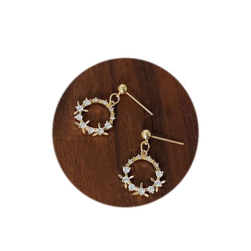 S925 Silver Pin 14K Real Gold Plated Zircon Micro Inlaid Garland Earrings-Jewearrings