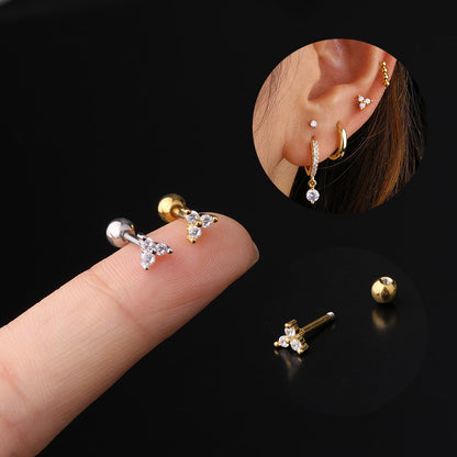 Stainless Steel Thick Rod Simple Zircon Stud Earrings-Jewearrings