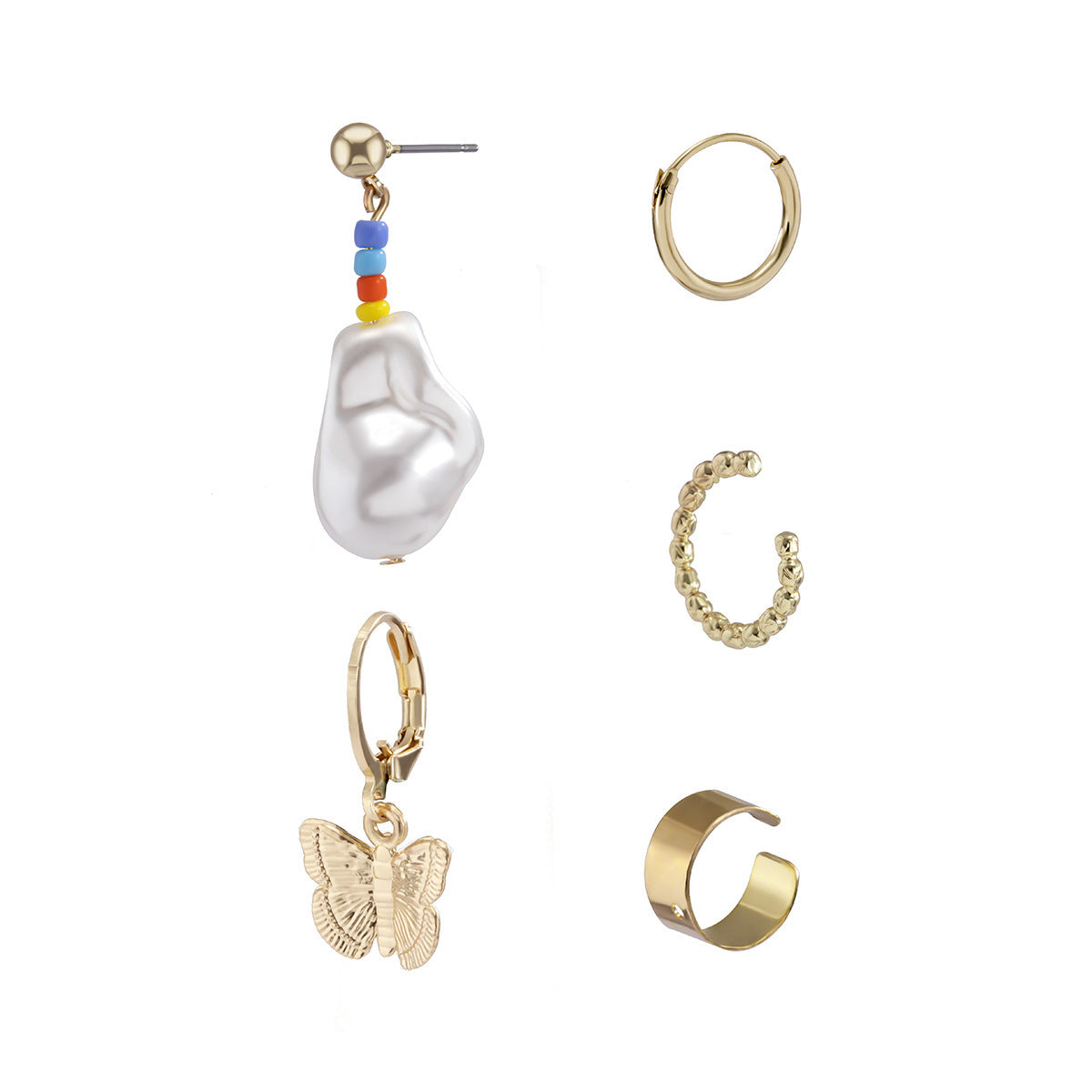 Retro Ethnic Style Small Butterfly Pearl Earrings Mix And Match-Jewearrings