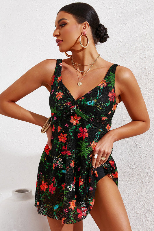 Full Size Twist Front Sleeveless Swim Dress-Jewearrings