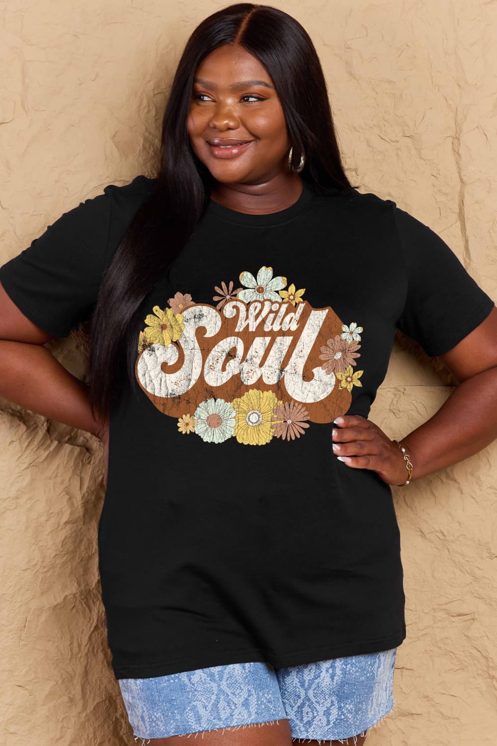 Simply Love Full Size WILD SOUL Graphic Cotton T-Shirt-Jewearrings