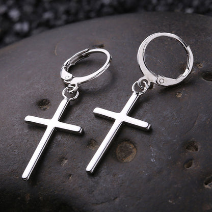 New Trendy Male Temperament Earrings Circle Cross-Jewearrings