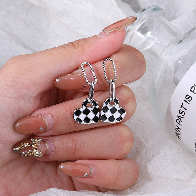 Pure Silver Earrings Niche Ins Style Heart-shaped Fashion-Jewearrings