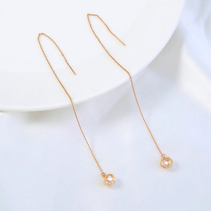 Gold Cutout Round Copper Tassel Pendant Earrings-Jewearrings