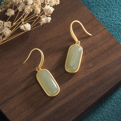 Women's Earrings Antique Gold-plated Imitation Hetian Jade Vintage-Jewearrings