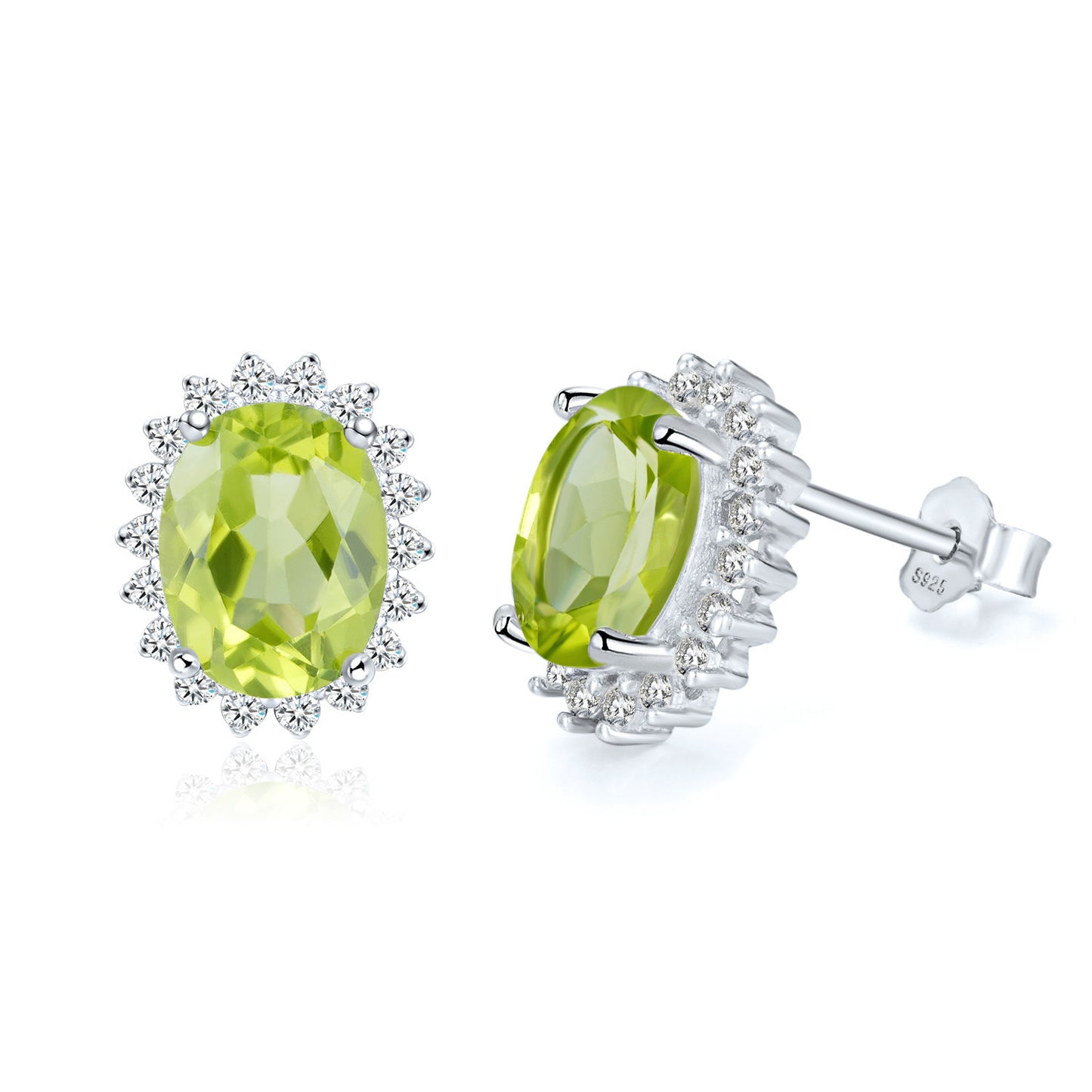 Silver Natural Citrine Olivine Stud Earrings-Jewearrings