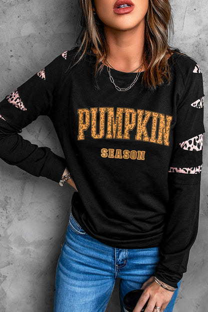 PUMPKIN SEASON Graphic Leopard Sweatshirt-Jewearrings