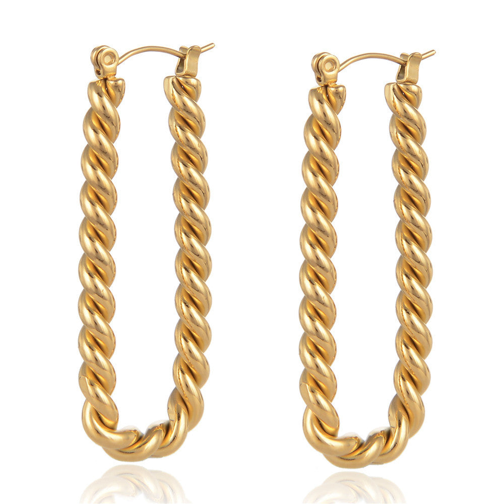 Twisted 18K Gold Electroplated Stud Earrings Twist-Jewearrings