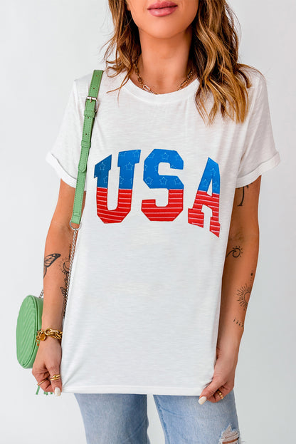 USA Round Neck Short Sleeve T-Shirt-Jewearrings