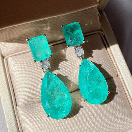 Pear Shaped Paraiba Earrings Emerald-Jewearrings