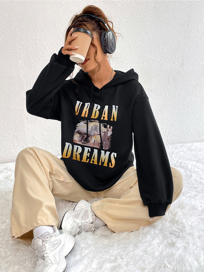 Graphic Dropped Shoulder Long Sleeve Hooded-Jewearrings