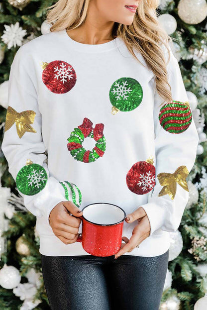 Sequin Patch Christmas Element Sweatshirt-Jewearrings