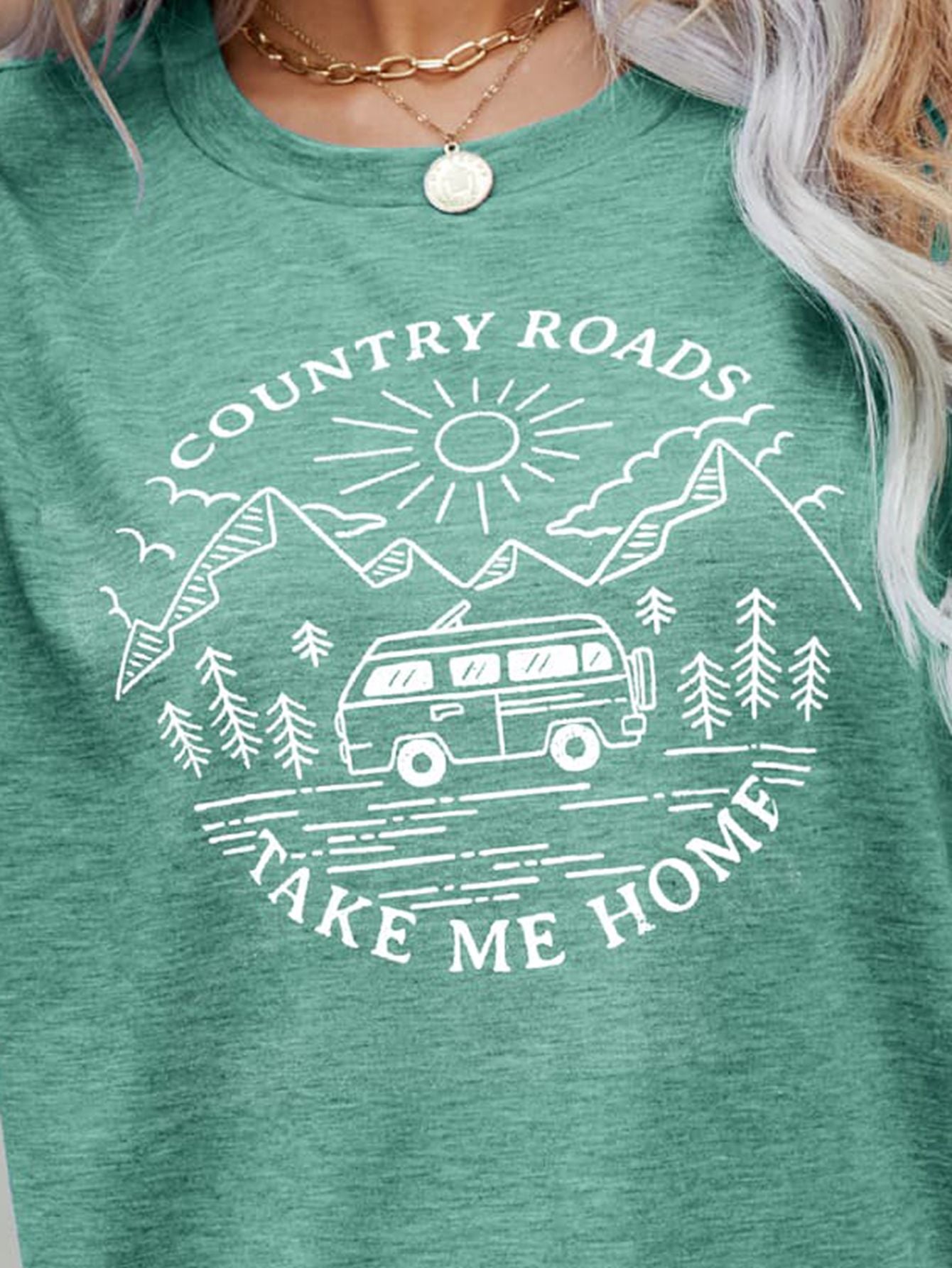 COUNTRY ROADS TAKE ME HOME Graphic Tee-Jewearrings