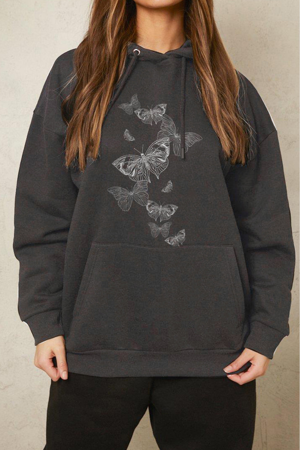 Simply Love Simply Love Full Size Dropped Shoulder Butterfly Graphic Hoodie-Jewearrings