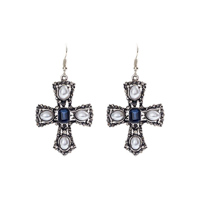 New Exaggerated Luxury Cross Shape Stud Earrings-Jewearrings