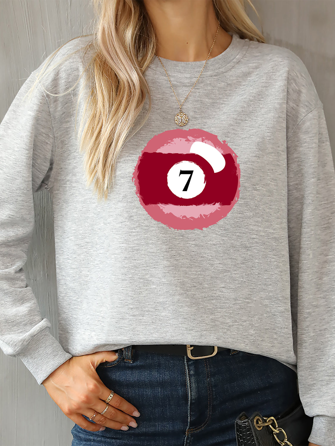 Billiard Graphic Round Neck Sweatshirt-Jewearrings