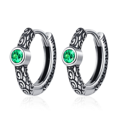 S925 Sterling Silver Tang Grass Pattern Vintage Earrings For Women-Jewearrings