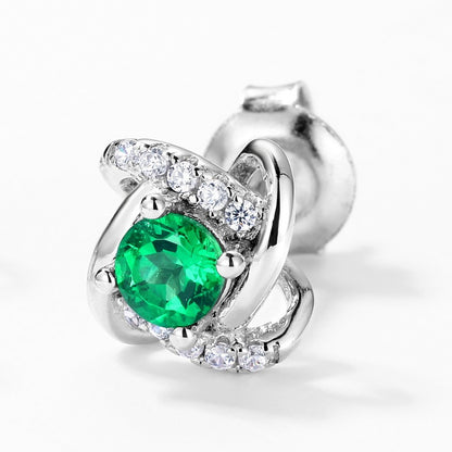 Women's Retro S925 Silver Emerald Stud Earrings-Jewearrings