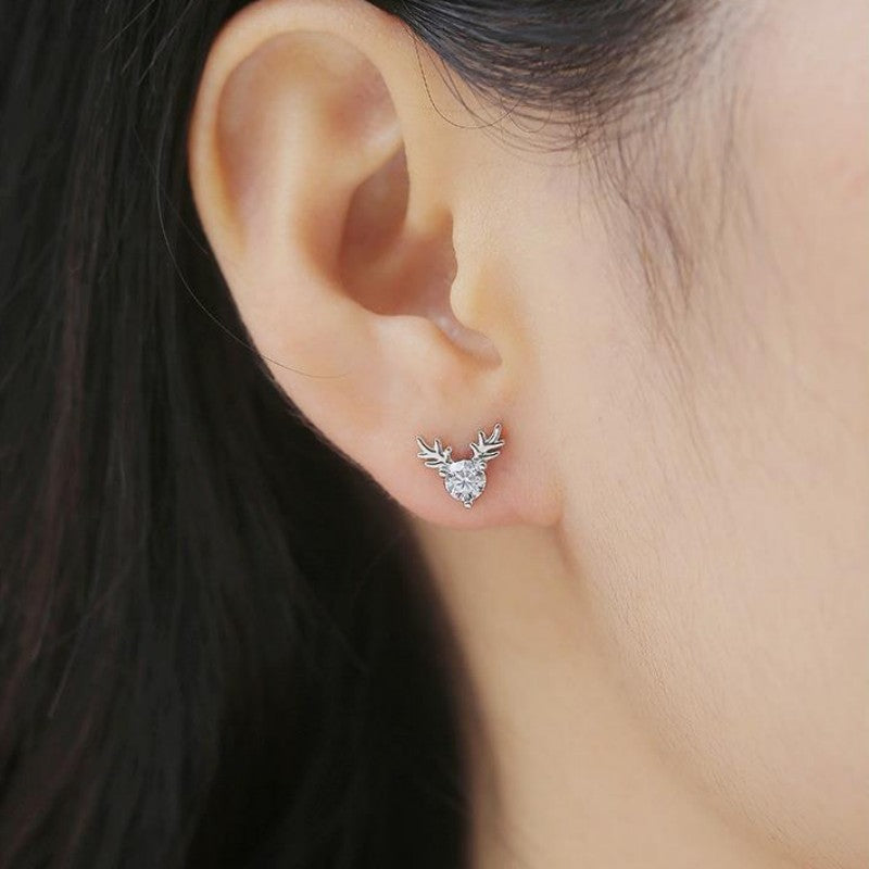 Moissanite One Deer Has Your Ear Studs 925 Silver Earrings Earring Silver Accessories Wholesale-Jewearrings