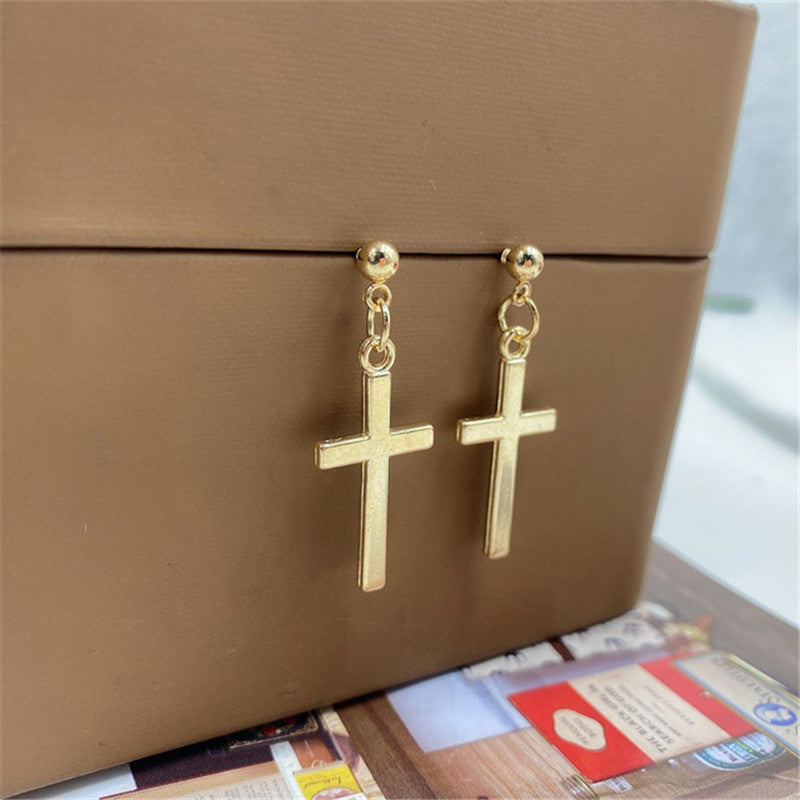 Personalized Hip-hop Punk Style Cross Earrings-Jewearrings