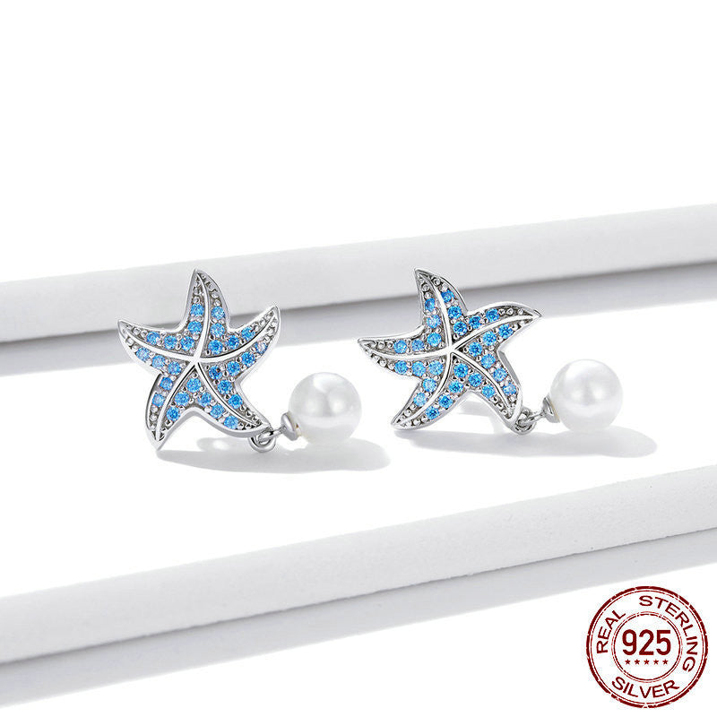 Original Ocean Pearl Starfish Earrings-Jewearrings