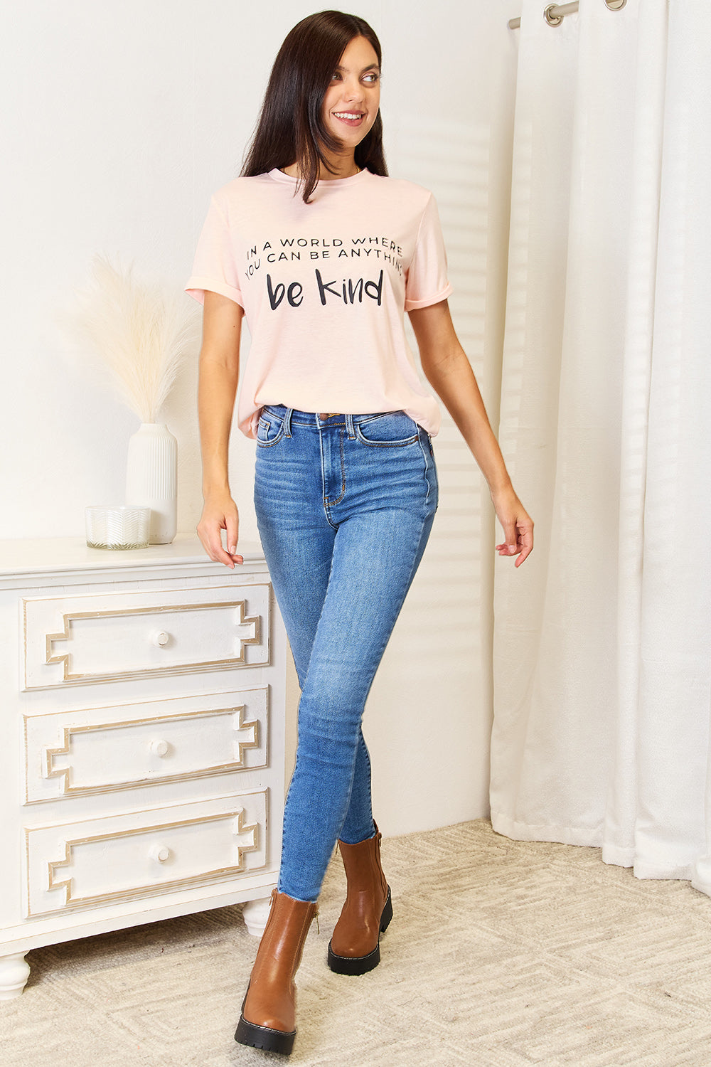 Simply Love Slogan Graphic Cuffed T-Shirt-Jewearrings