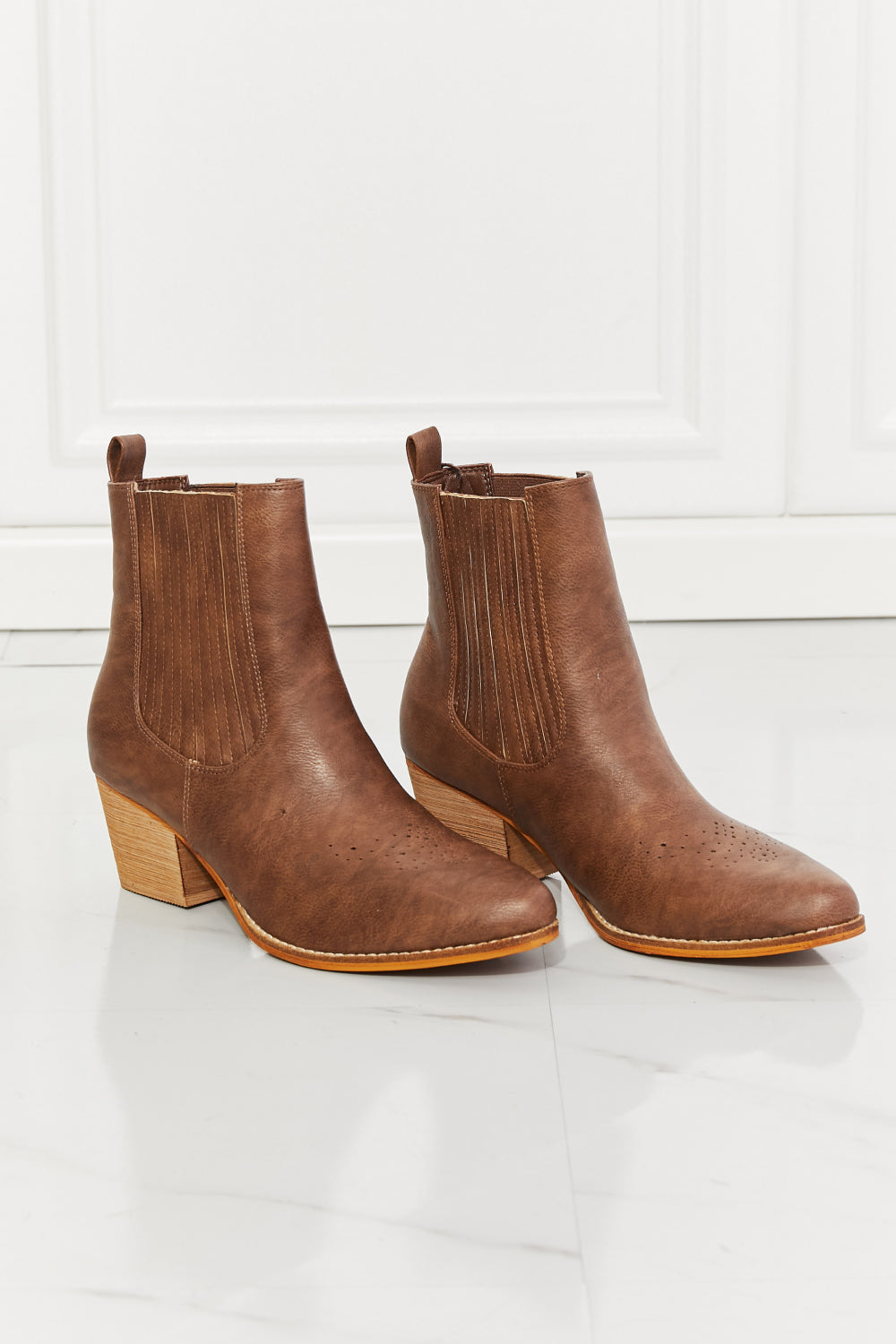 MMShoes Love the Journey Stacked Heel Chelsea Boot in Chestnut-Jewearrings