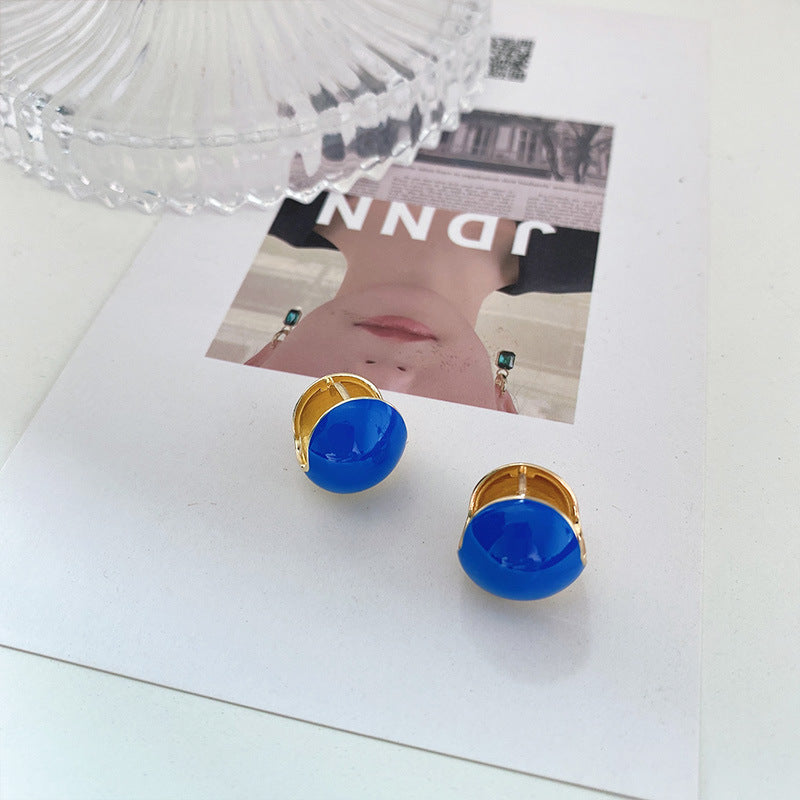 Ins New Oil Dripping Jequirity Bean Ball Ear Clip Women's Light Luxury High-grade Sense Not Easy To Fade Frosty Style Earrings-Jewearrings