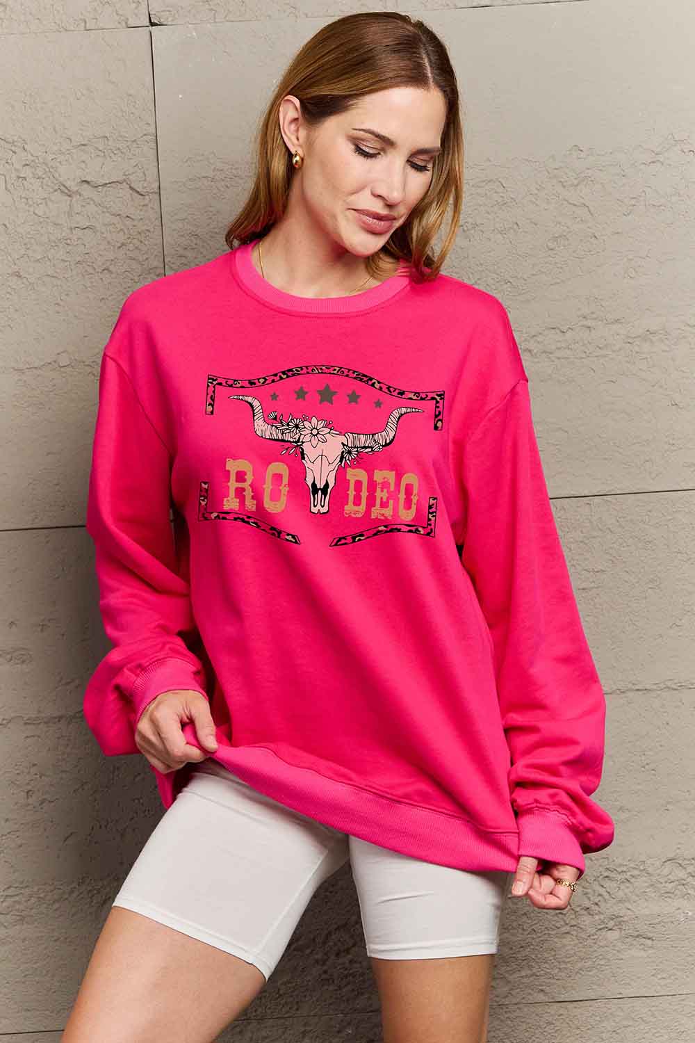 Simply Love Simply Love Full Size Round Neck Dropped Shoulder RODEO Graphic Sweatshirt-Jewearrings